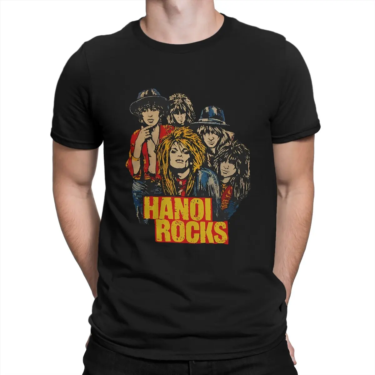 

Hanoi Rocks Vintage T Shirt Men's Pure Cotton Hipster T-Shirt Crew Neck Hanoi rocks Tees Short Sleeve Clothes Gift