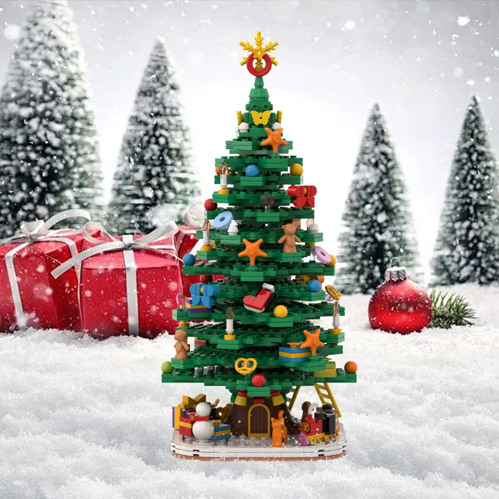 MOC Christmas Tree Building Blocks Toy For Kids Magical Christmas Tree Bricks DIY Lights Xmas Advent  Gift Christmas Present