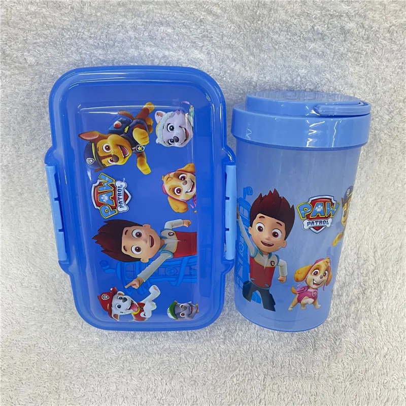 2pcs Paw Patrol Lunch Box 250ML Bottle Spoon Anime Cute Lunch Box Portable Leak-proof Food Container Student Plastic Tableware