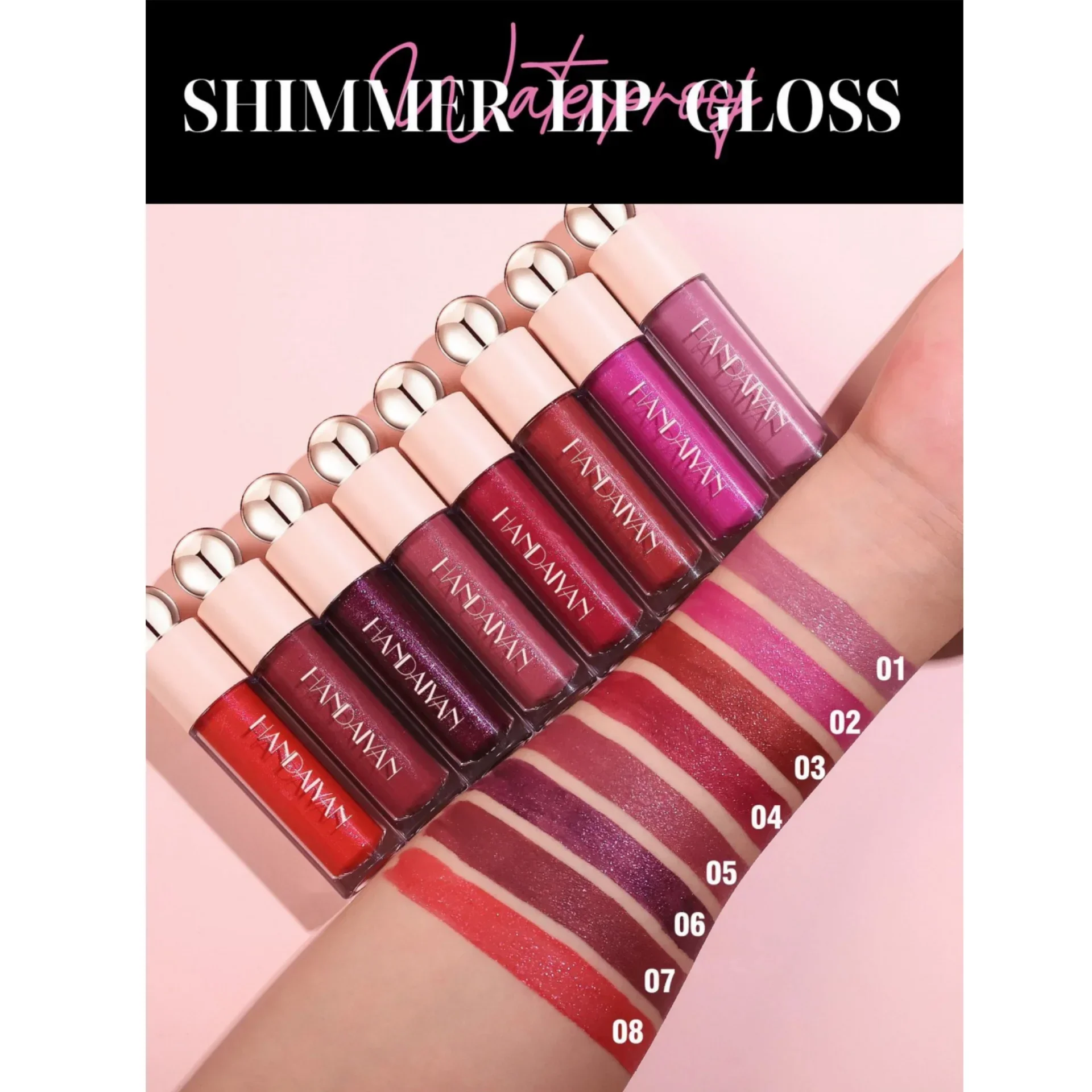 Brillo de labios brillante de diamante de 8 colores, taza antiadherente resistente al agua, lápiz labial líquido, terciopelo mate, brillo de labios hidratante, maquillaje