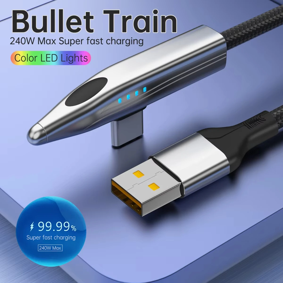 

240W bullet train 90 degree elbow USB Type C fast charging cable for iPhone 17 16 15 Pro MacBook Max iPad Samsung S25 xiaomi