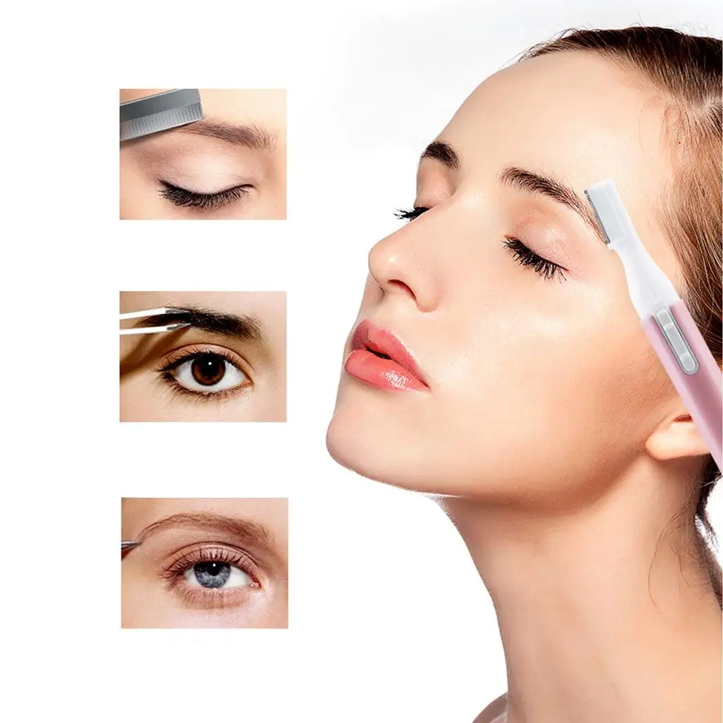 Electric Eyebrow Trimmer Set Mini Cordless Remover for Upper-Lip Legs