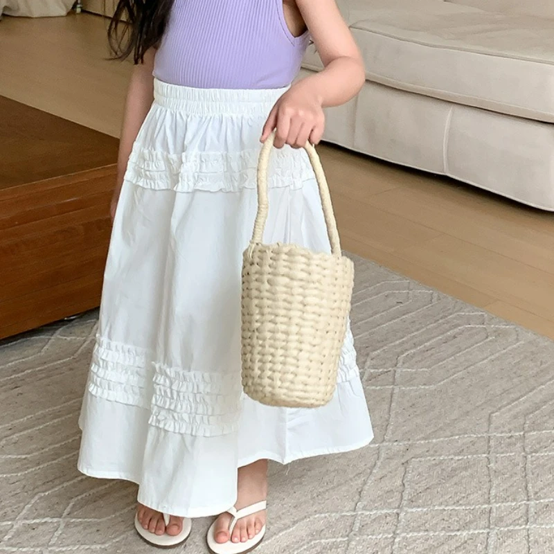 Spring Autumn Girls' A-line Fairy Lotus Leaf Skirt Half Length Skirt Korean Version Princess Style Clothes