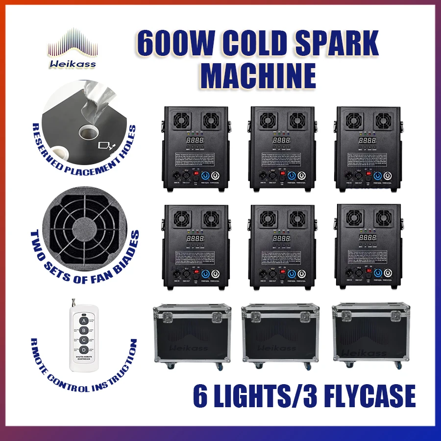 

No Tax 10Pcs 600W Cold Spark Machine DMX Remote Cold Firework Fountain Stage Spark Machine For Wedding Party Show Birthday