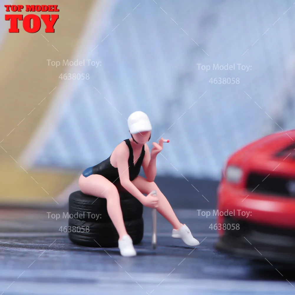 Painted Miniatures 1/18 1/24 1/64 1/43 1/87 A Female Repairman Wearing Cap Scene Figure Doll Unpainted Model For Car Vehicles