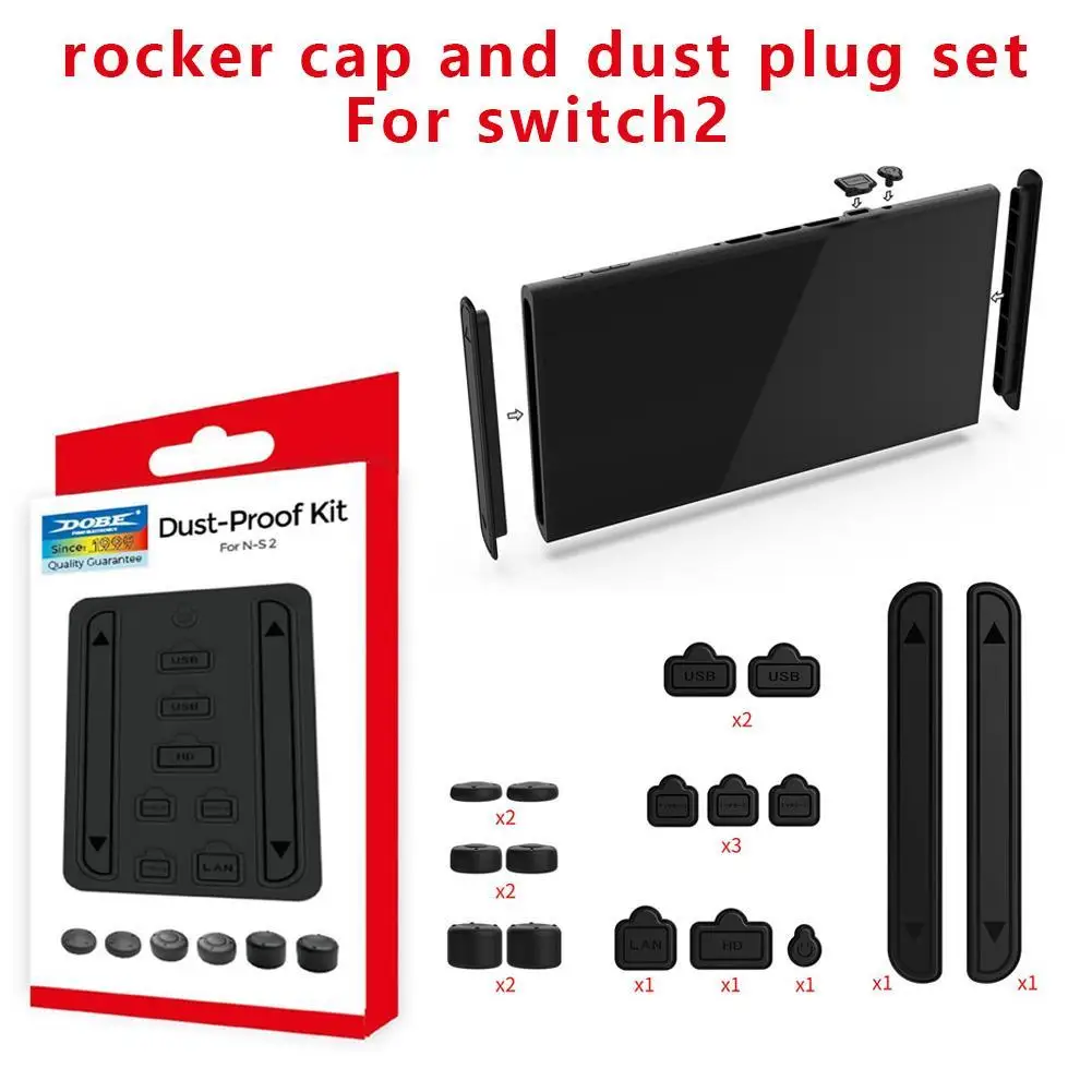 

for SWITCH 2 Console Dustproof Kit + Joystick Cap,16-In-1 Dust Plug Silicone Thumbstick Grip Cap for SWITCH 2 Game Console