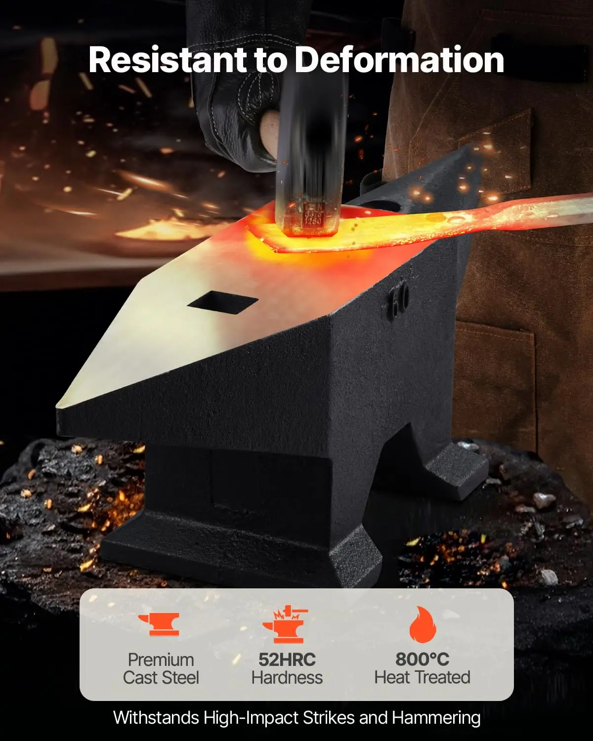 Cast Steel Anvil, 132 Lbs/60kg Single Horn Anvil, High Hardness Rugged Round Horn Anvil Blacksmith, with Large Countertop and St