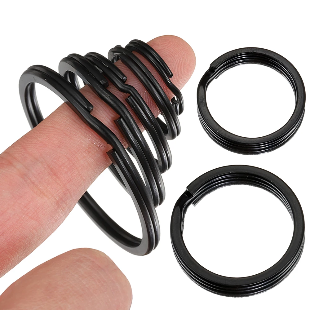 10/20 sztuk 20 ~ 50mm czarne płaskie breloki okrągły metalowy breloczek komponent brelok do kluczy podłącz pierścień wisiorek akcesoria dla majsterkowiczów biżuteria