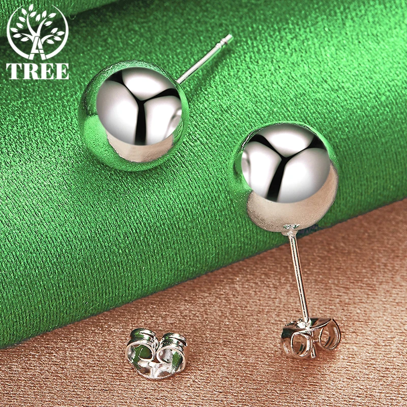 Ohrstecker aus 18 Karat Gold mit 8 mm großen Perlen für Damen, modisch, für Party, Geburtstag, Verlobung, Hochzeit, Schmuck, Geschenke – Detail 8