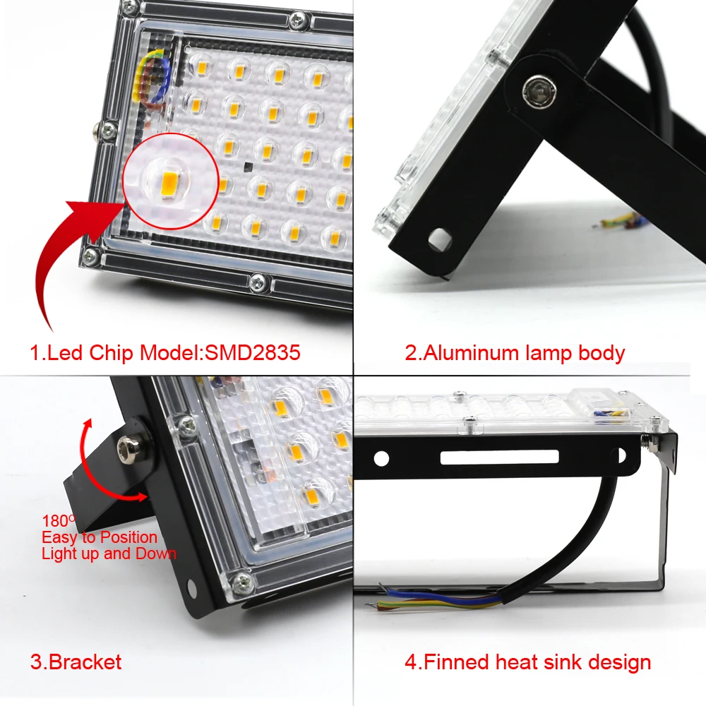 3 pcs/lot lumière d\'inondation Led étanche IP65 AC220V projecteur Led 50 W rue lanterne projecteur rue éclairage extérieur lumières de jardin