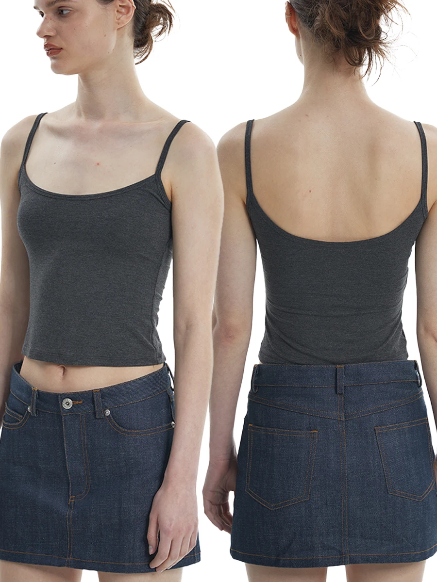 

EMM Bare Sensation "0" Prure Skin-friendly Soft Bamboo Fiber Arml Tank Top Women's Commute Sle Slim Fit ort Length