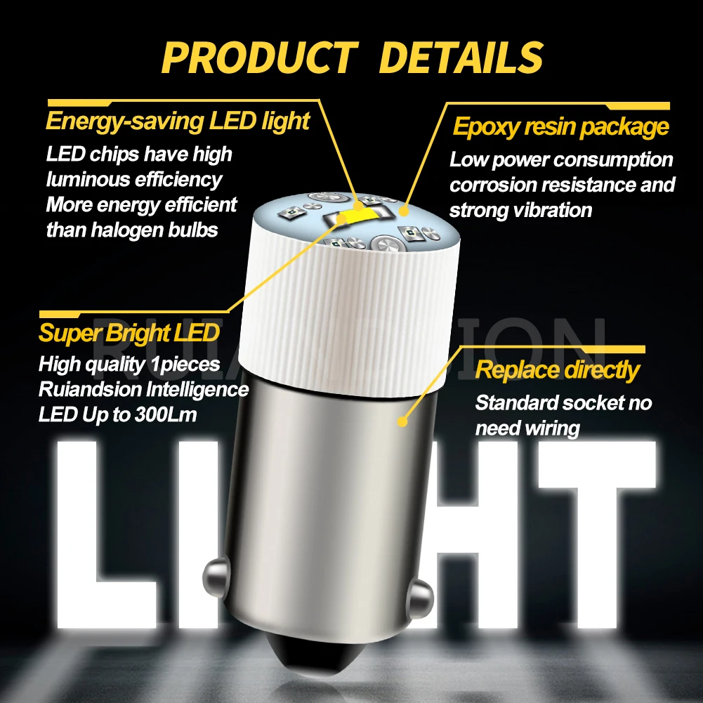 2-Pieces LED BA9S Bulb Light 2W B9 Base AC110V Professional Light Bulb Equipment Machine Light Mini Bulb White