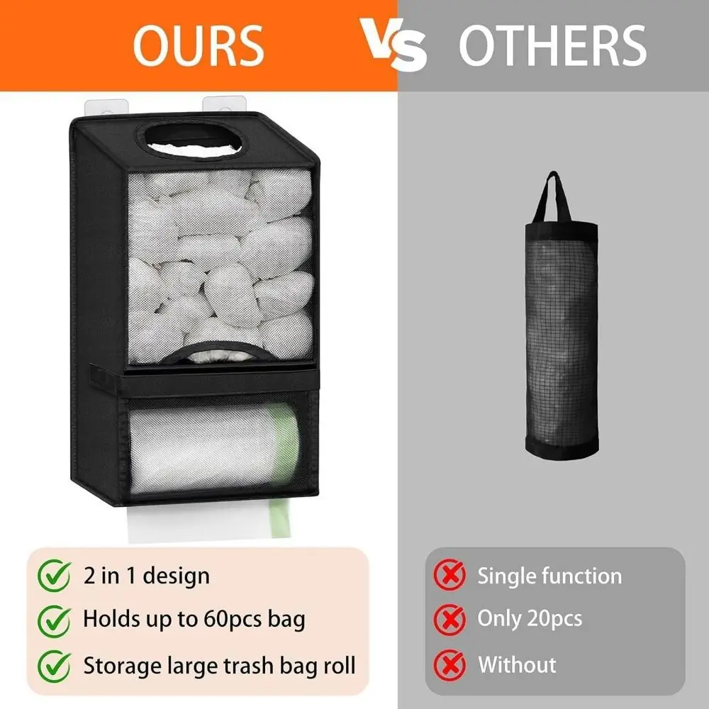 Wall Mounted Garbage Bag Storage Bag Non-woven Fabric Save Space Plastic Bag Holder Breathable Large Capacity Grocery Bag Holder