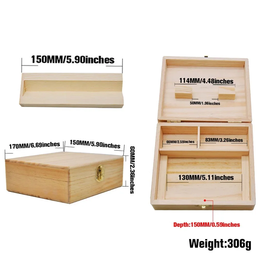 Wood Stash Box With Rolling Tray Storage Organization for Grinder Rolling Paper Jar Smoke Accessory Discrete with Lock Men Gift