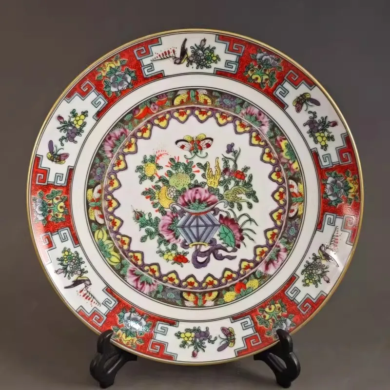 Chinese Famille Rose Porcelain Plate Qing Qianlong Flowers Butterfly 10.2 inch