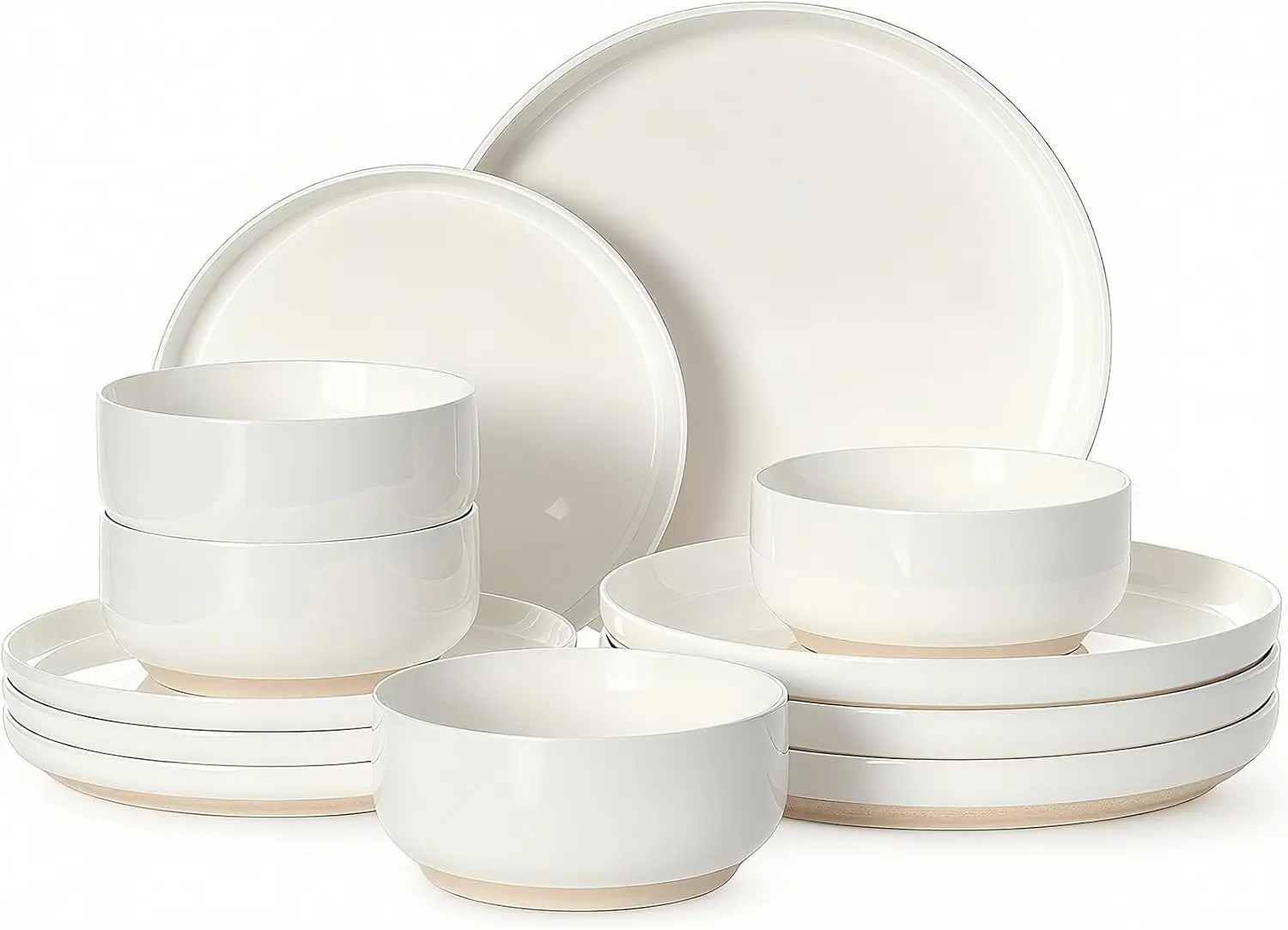 

Plates and Bowls Sets, Dinnerware Sets for 4, 12 Pieces Scratch Resistant Dishware Dishes Set, Ceramic Kitchen Dinner Set, Porce
