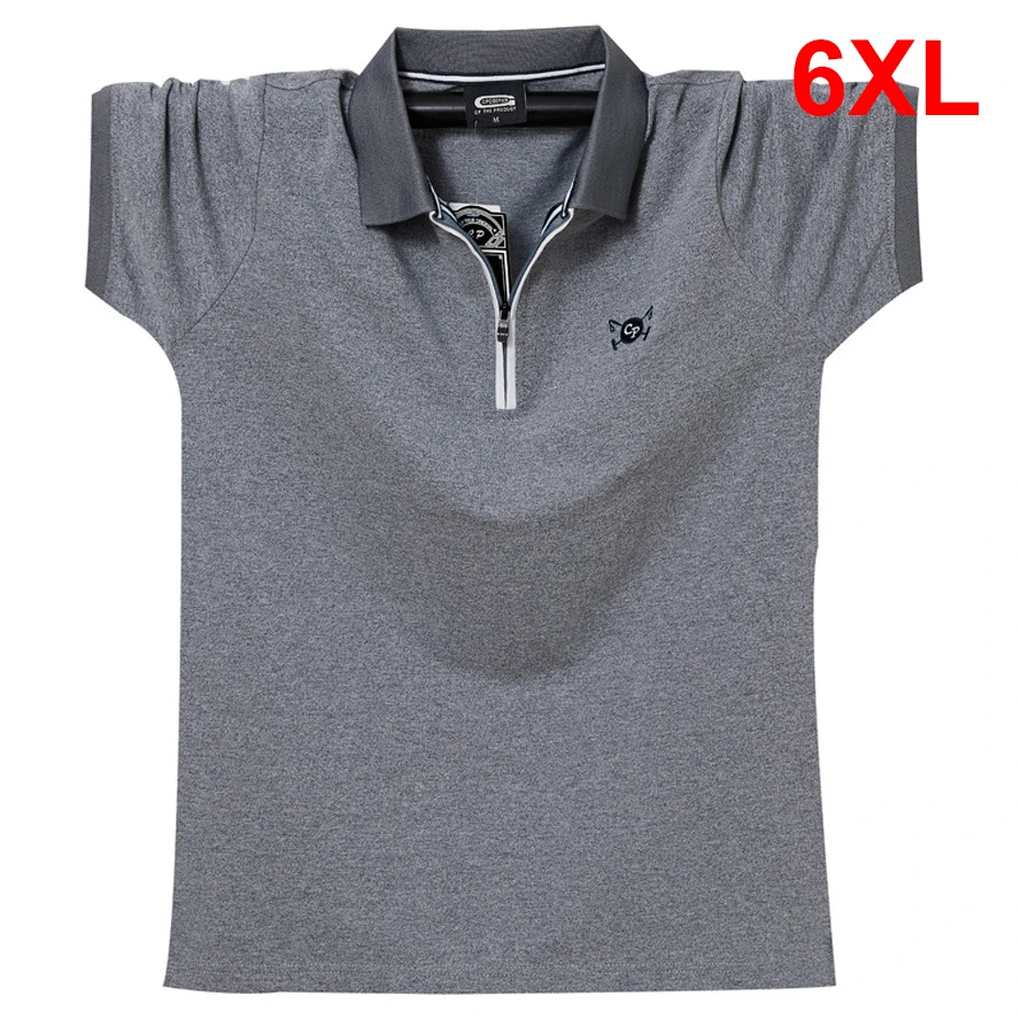 Solid Color Polo Shirt Men Summer Short Sleeve Polo Shirts Casual Fashion Zipper Polo Shirt Plus Size 5XL 6XL