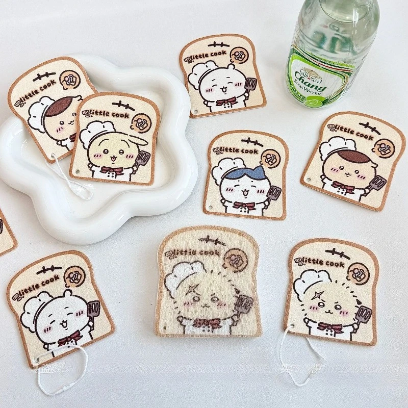 Hot Chiikawa Dishcloth Compressed Wood Pulp Sponge Expands in Water Super Absorbent Soft Kitchen Sink Scrubber Cute Kawaii Home view 6