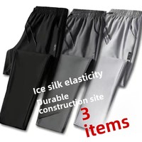Summer Casual Elastic Ice Silk Men's Pants Loose Fit Trendy Versatile Sweatpants Straight Leg Pants For Men