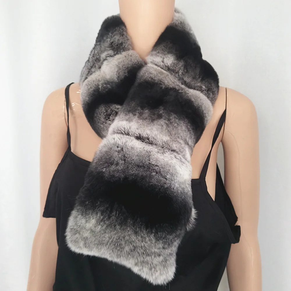 Real Rex Rabbit Fur scarf  Natural fur Unisex 120cm long Width 13cm