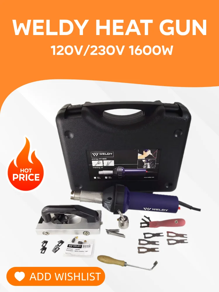 WELDY 1600W Hot Air Torch Heat Gun 120V/230V Handheld Plastic Welder for PVC TPO Membranes Welding Energy HT1600