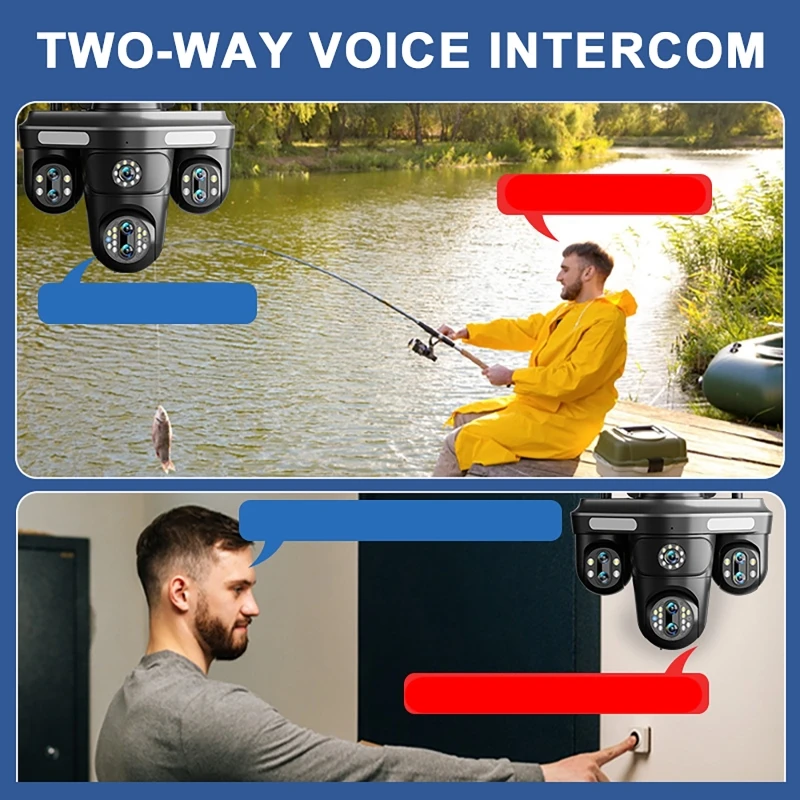35MP 30X Zoom WiFi with 128G IP Camera 4 Screens 7 Lens Outdoor Wireless PTZ Security Cam Auto Tracking CCTV Surveillance Camera