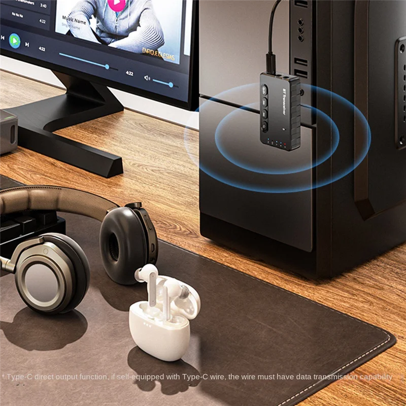 Cuffie ELECT-Wireless Trasmettitore Ricevitore Bluetooth 5.2 Aptx Adattatore audio wireless Dual Link a bassa latenza AUX RCA per auto