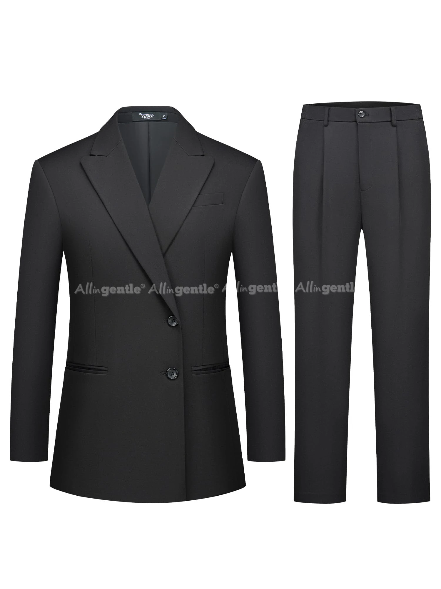 Women's 2 Piece Suit Two Button Business Casual Office Work Outfits Dressy Blazer Wide Leg Pants Set
