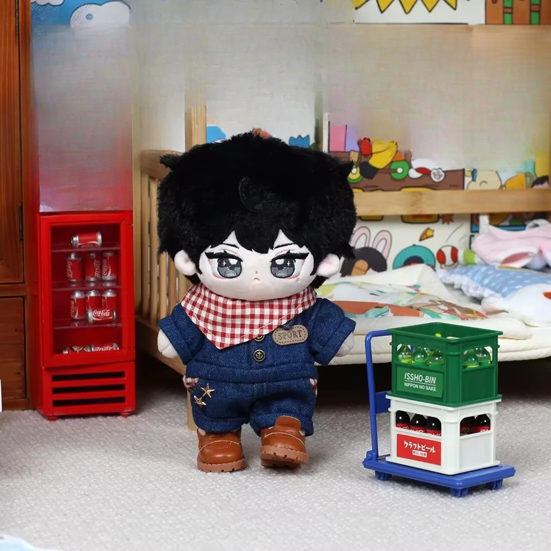 Roupas de boneca de algodão de 20 cm, conjunto de macacão jeans legal e elegante, roupas de boneca sem atributos, roupas de boneca mutáveis