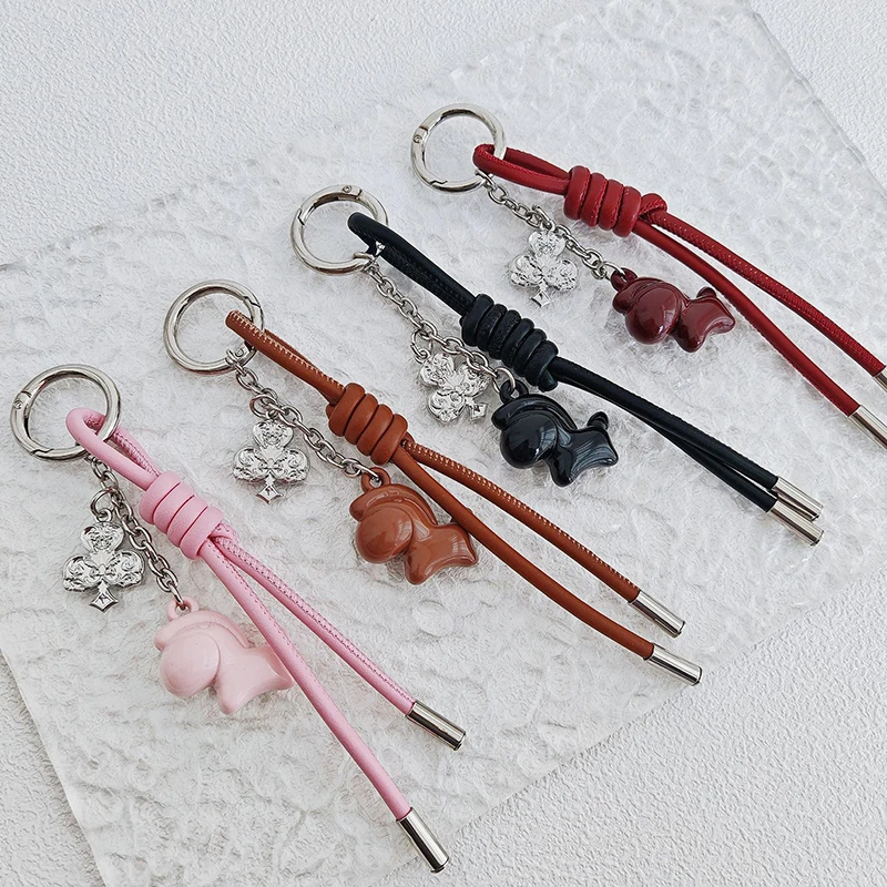 ใหม่เนื้อเรียบง่าย Deerskin เชือกทอกระเป๋าจี้พวงกุญแจจี้กระเป๋า Charms กระเป๋าตกแต่ง