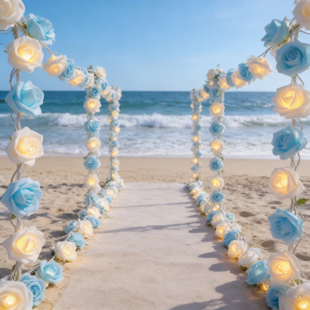 Rose Flower LED String Lights AA Battery Powered Fairy Lighting for Wedding Home Party Birthday Decorations Fairy Garden