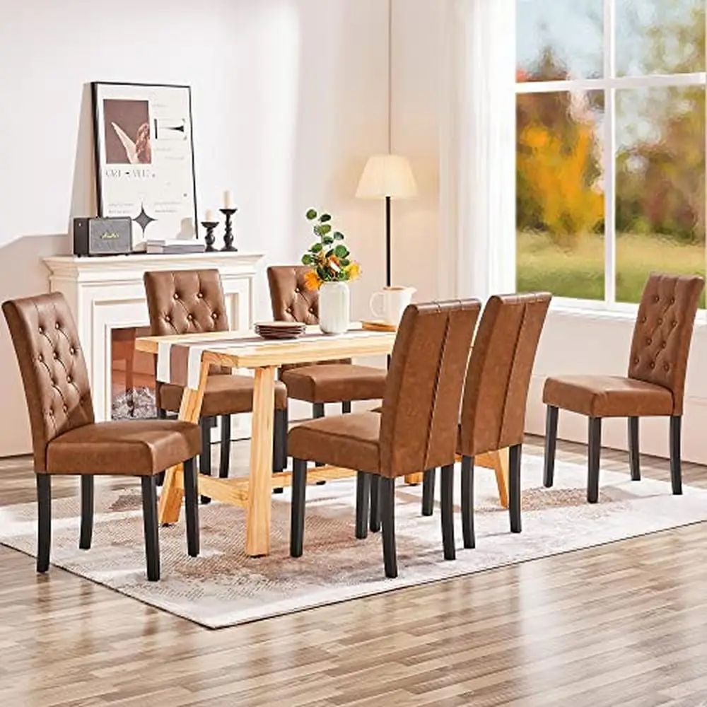 Wooden Dining Chairs Set of 2 with Armless Design and Rubberwood Legs