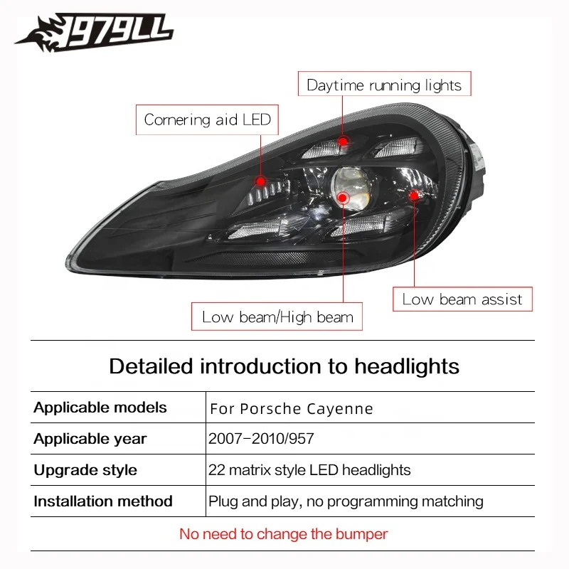 Hete verkoop! Hoge Kwaliteit 2007 2008 2009 2010 957 Koplampen Upgrade naar 2023 Pdls Stijl LED Koplampen voor Porsche Cayenne 957