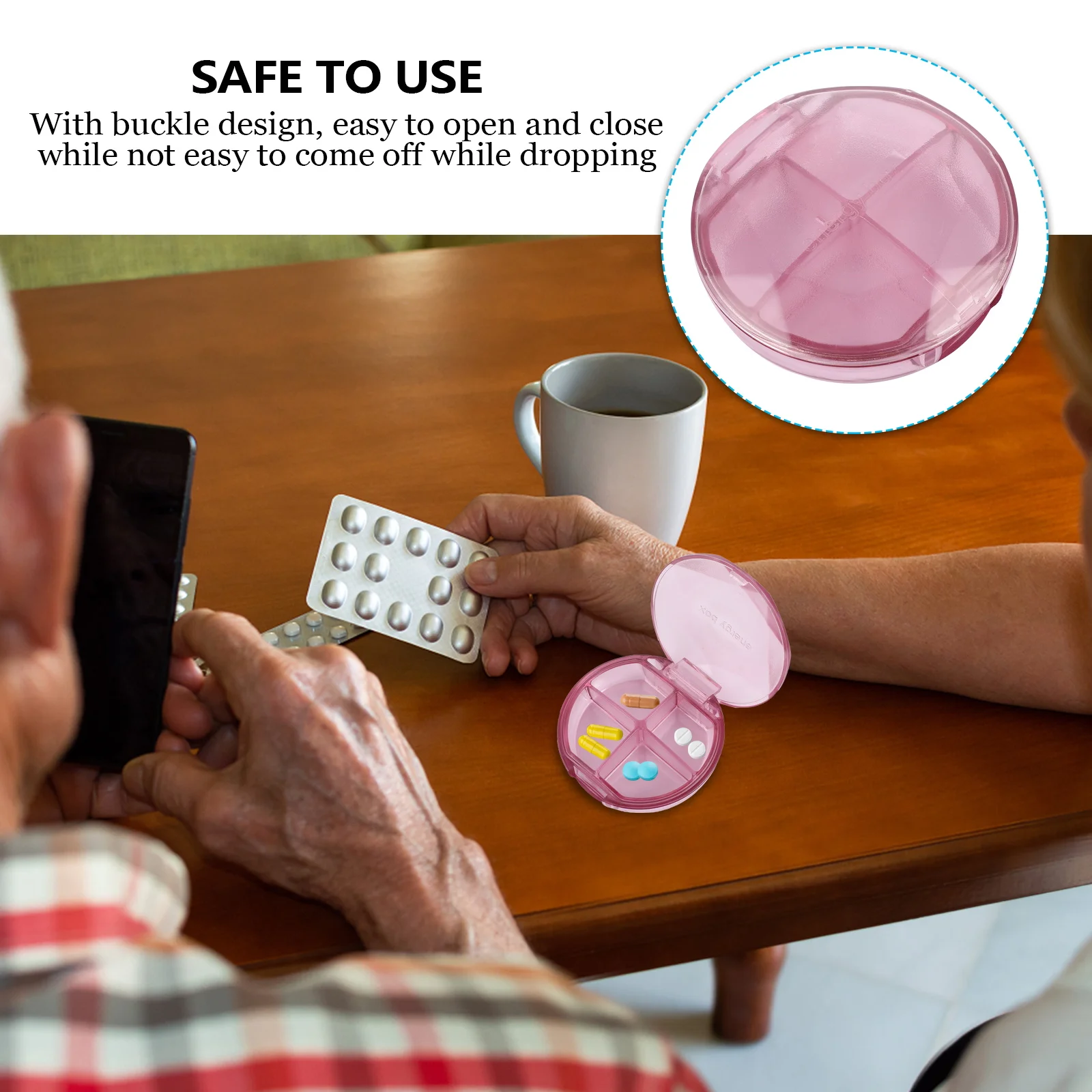 

1Pcs Medicine Storage Container Portable Mini Pill Organizer Small Pill Box 4 Compartments Travel Case Small Storage Holder