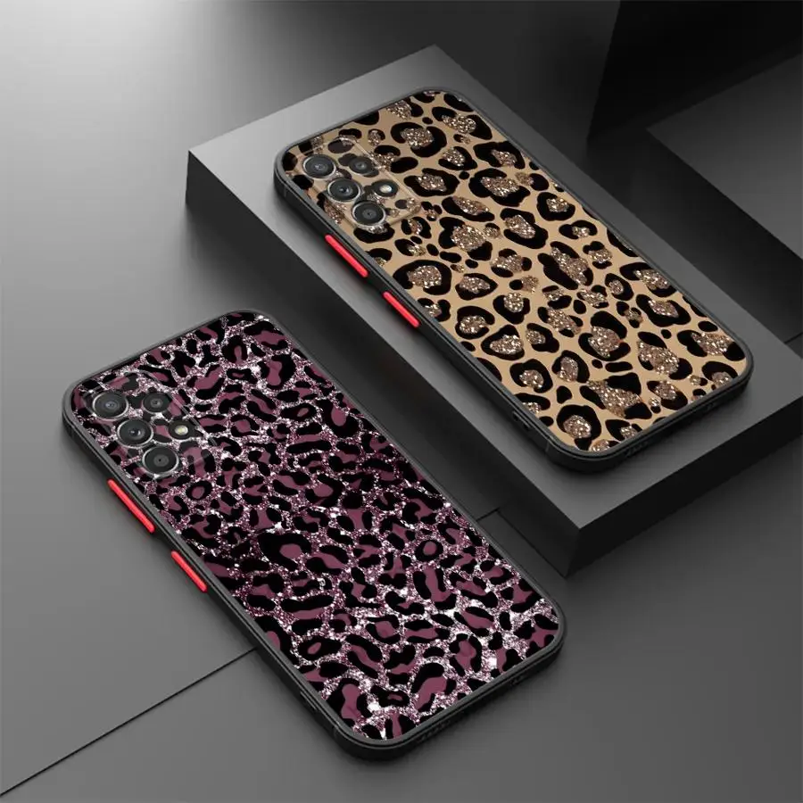 Case for Samsung Galaxy A36 A54 A35 A14 A23 A17 A52 A34 A52S A72 A53 A56 A55 A16 A15 A73 A33 Phone Cover Simple Leopard Print