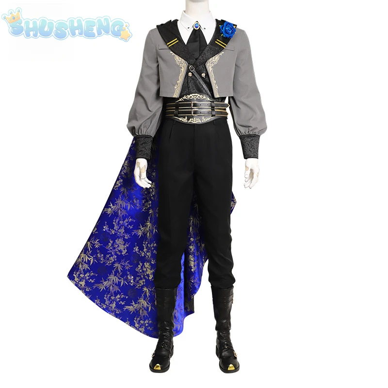 Sephiroth ff14 jogo final fantasia cosplay azul rosa espinho noite traje sapatos acessórios adereços jaquetas uniforme de festa de halloween