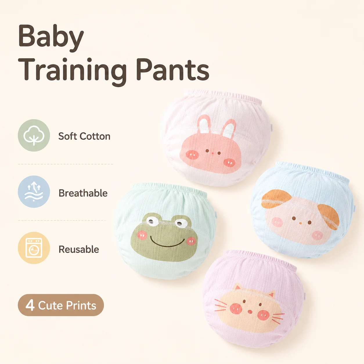 

Toddler Reusable Training Pants Six Layer Gauze Breathable Mesh Washable Absorbent Potty Underwear Diaper Cover Summer Unisex