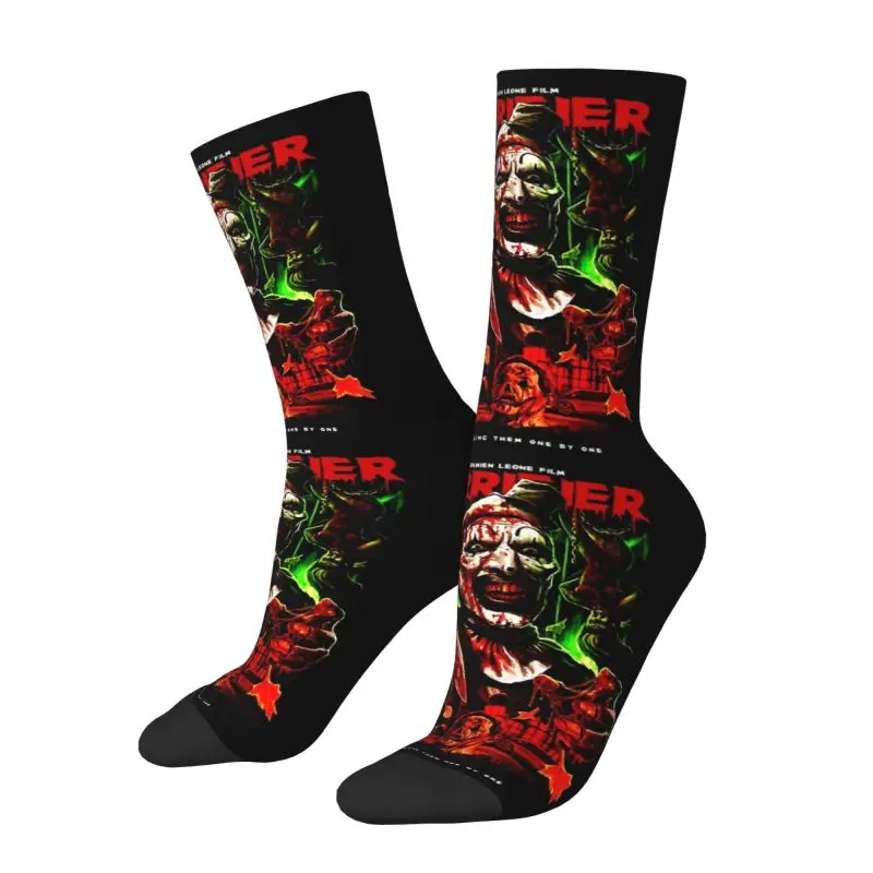 Halloween Terrifier Movie Art Men's Crew Socks Unisex Cute The Clown Horror Slasher Spring Summer Autumn Winter Dress Socks