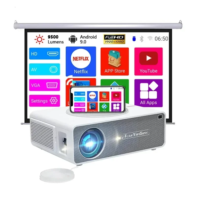 

TouYinger Q10W Projector Full HD 1920 x 1080 Smart Projector Supplier 5G WiFi LED PS5 Games Android Projector For Office