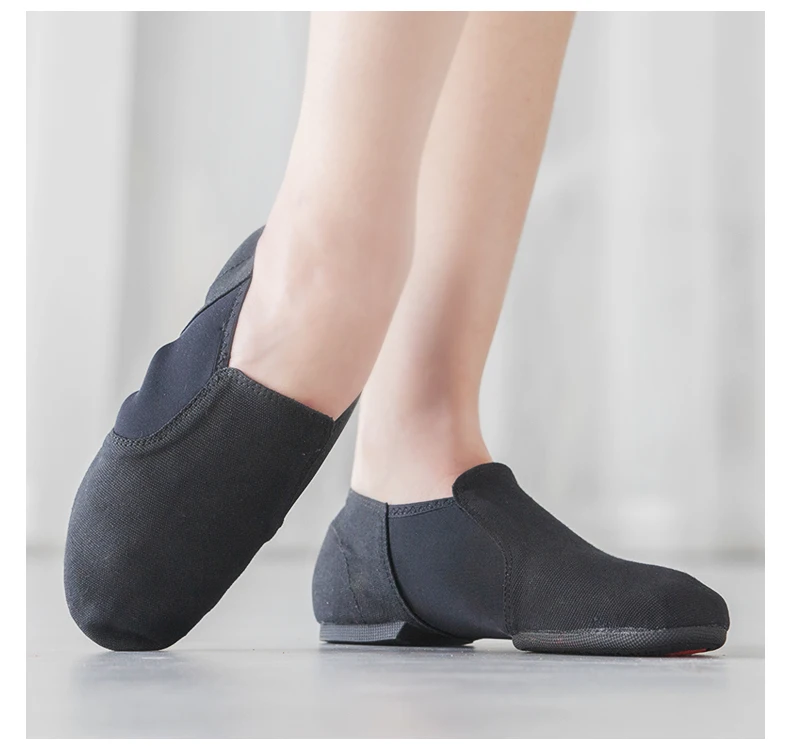 Tanzschuhe Damen Trainingsschuhe mit weichen Sohlen Lehrerschuhe Klassischer Tanz Outdoor Canvas Schwarz Herren Schnür-Jazz-Schuhe – Detail 5