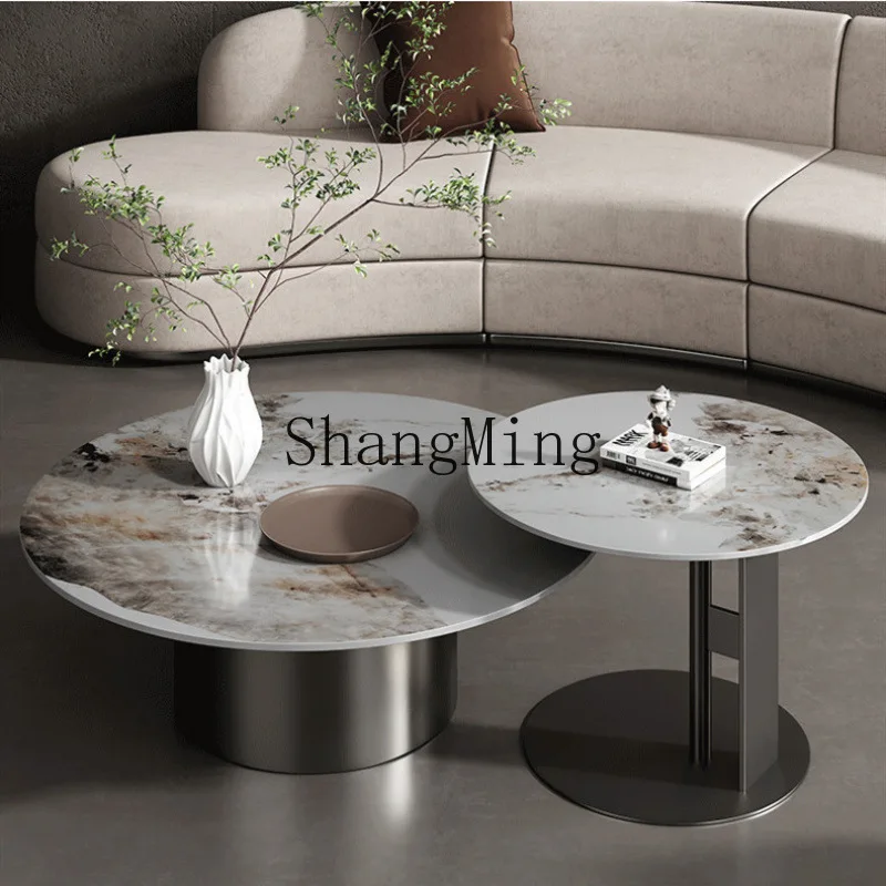 

FG minimalist bright rock slab coffee table combination living room small apartment light luxury model room tea table