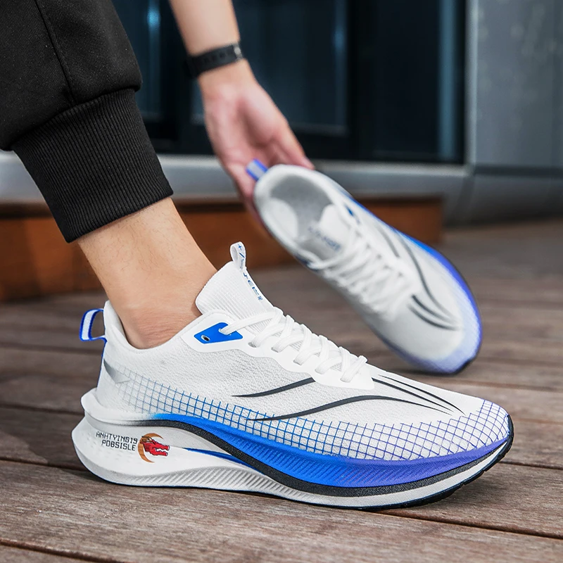 Gym Training Running Shoes Men Women Shock Absorbing Performance Breathable Mesh Anti Slip Long Distance Jogging Sneakers