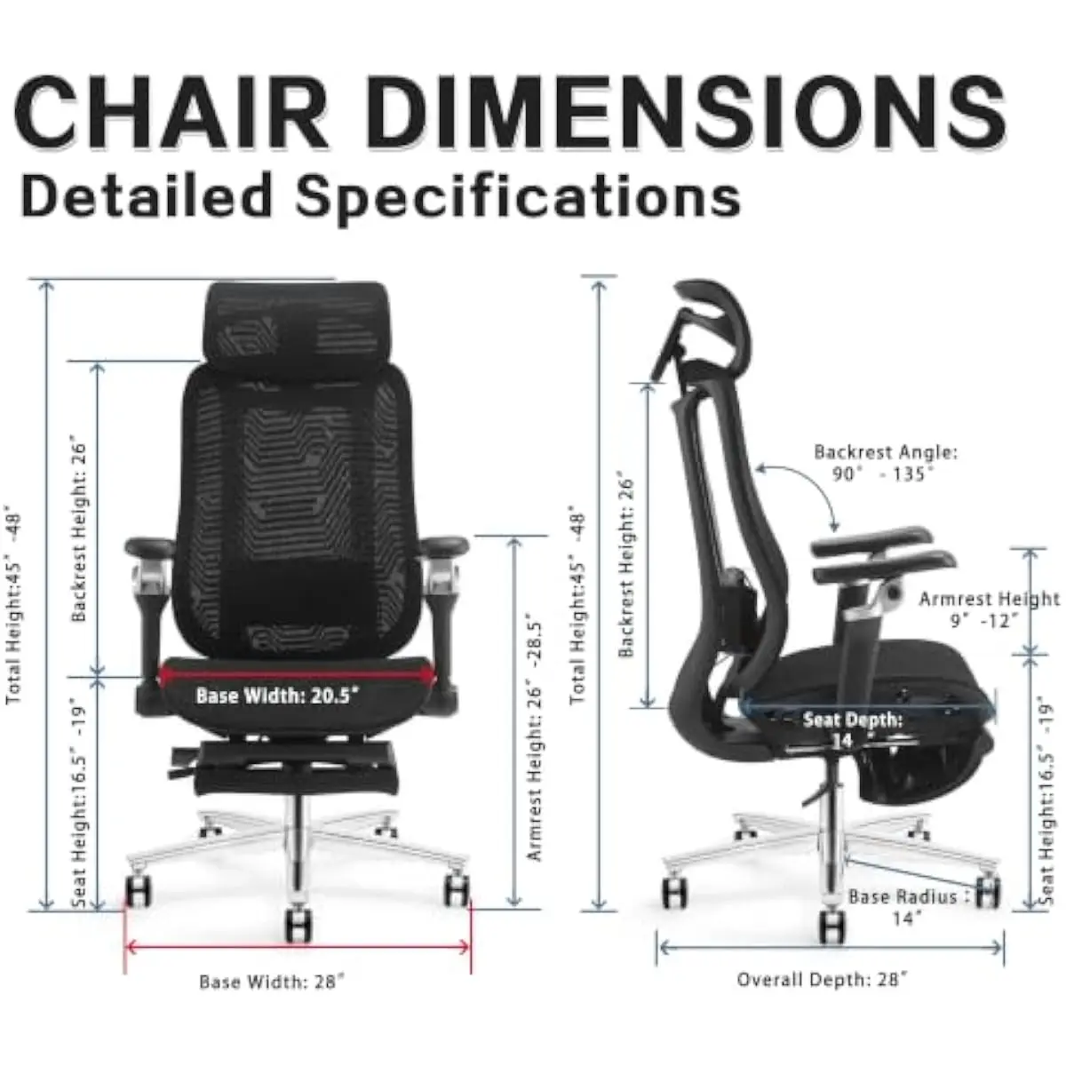 Ergonomic Executive Chair with Heated Massage, Adjustable Lumbar & 4D Headrest, 400lb Capacity, 9D Flip-Up Armrests, 135° Reclin