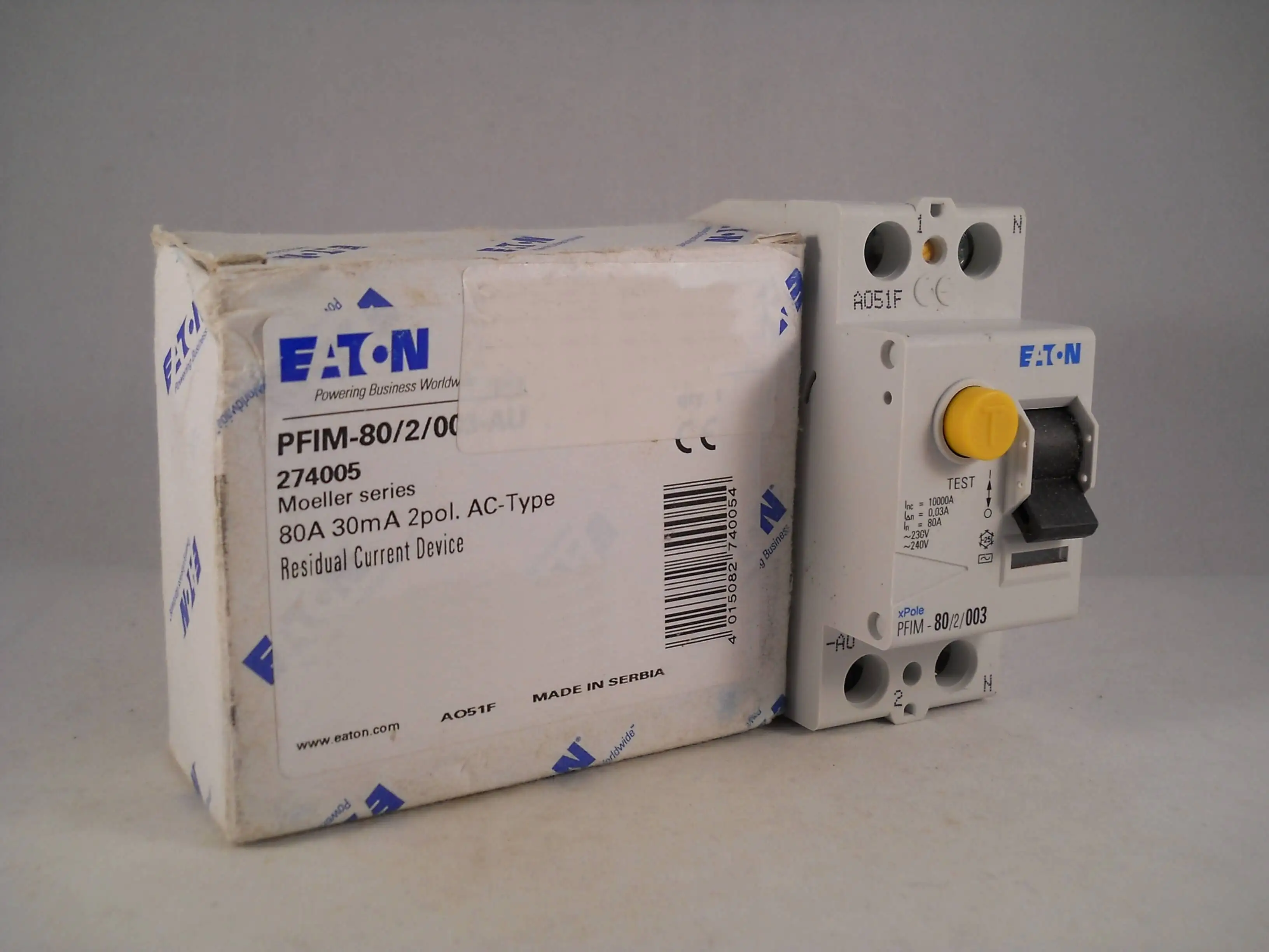 New Original Genuine EATON MOELLER Leakage Switch, PFIM- 80/2/03