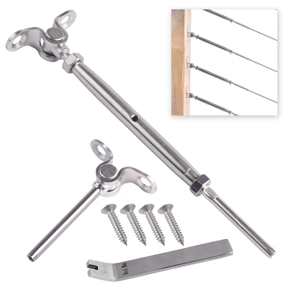 

Steel Adjustable Angle 1 8 Cable Railing Kit Hardware for Wood PostMarine Grade 10 Pack