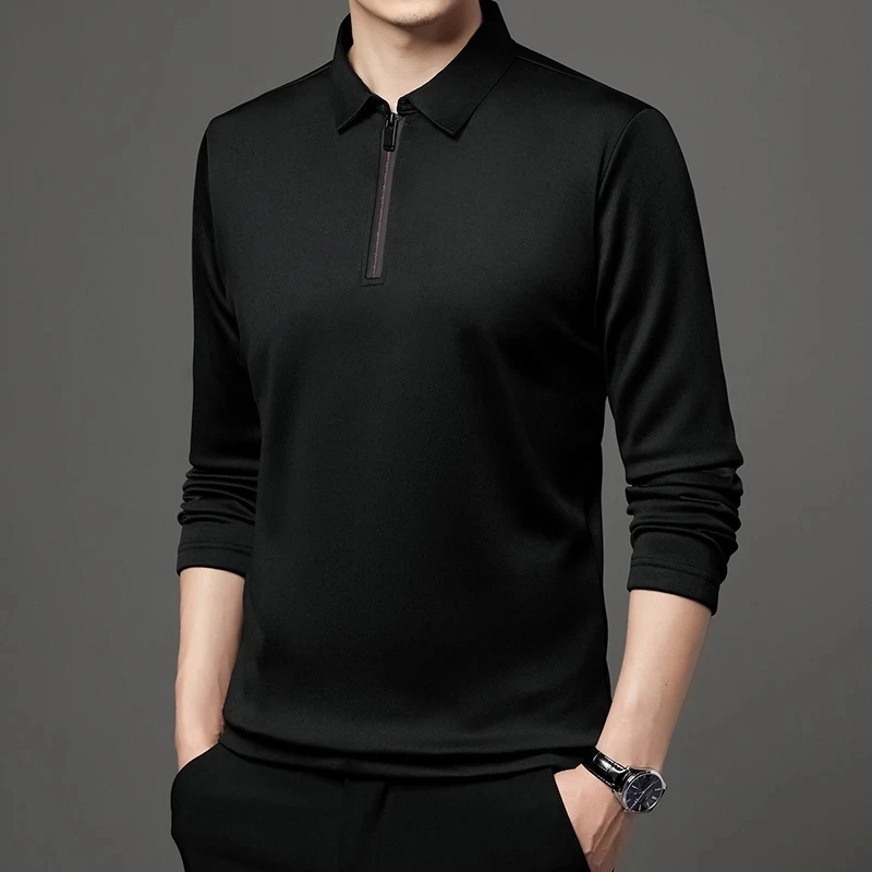 

Zipper Fashion Men's Long Sleeve Polo Shirt Comfortable Solid Color Polyester Fiber Outdoor Casual Daily Suitable for Spring