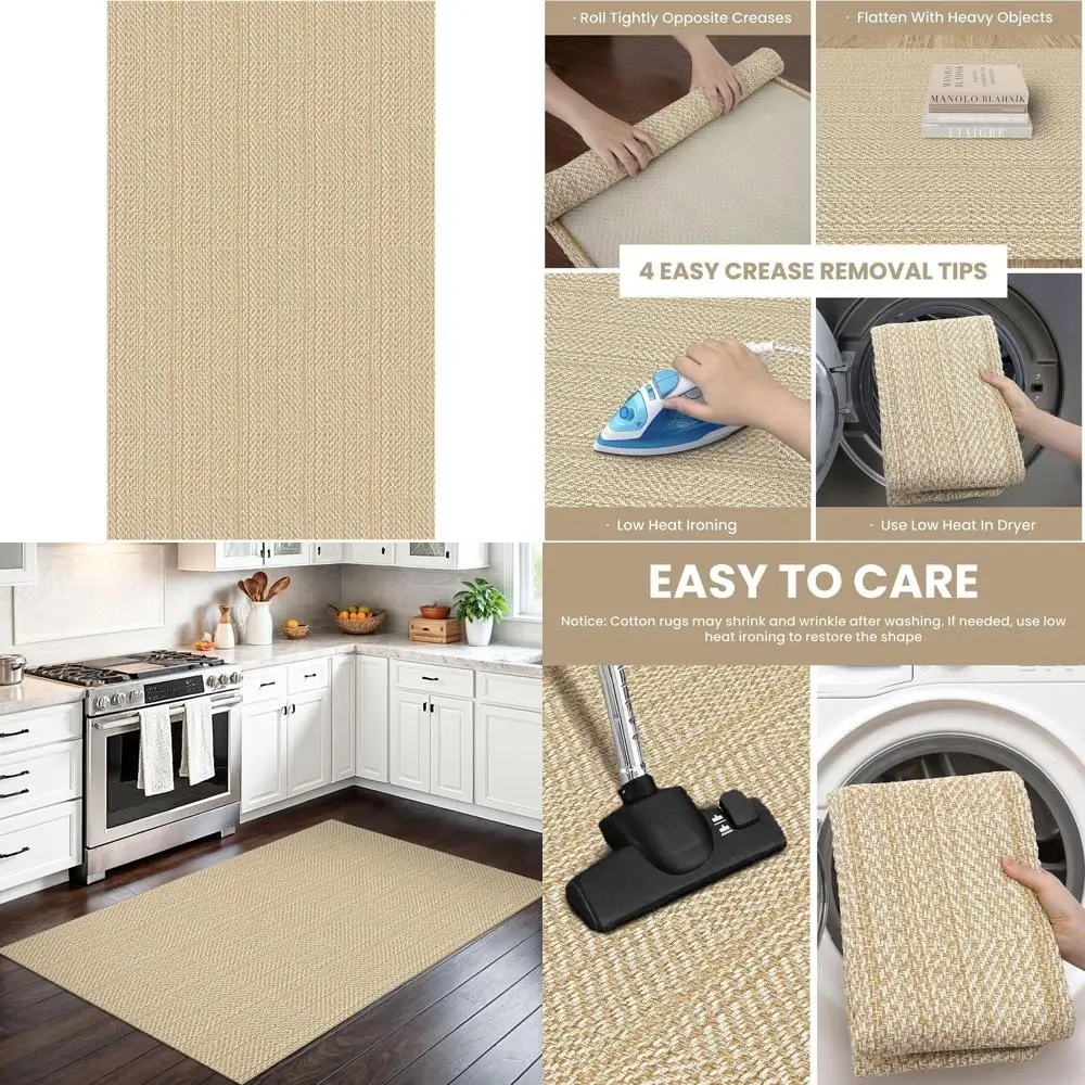 

Ковер 3x5 футов, моющийся, с нескользящей резиновой основой, тканый, для использования в помещении/на улице, теплые тона: бежевый/оранжевый/абрикосовый