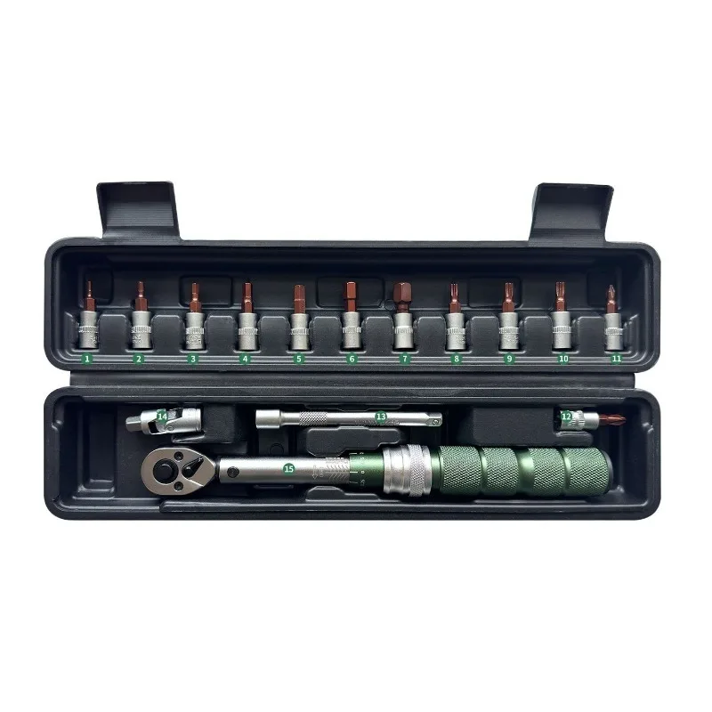 1/4 Torque Wrench Set Pre Installed Torques Wrenches Household Bicycle Repair Wrench Multifunctional Replaceable Head Wrenches