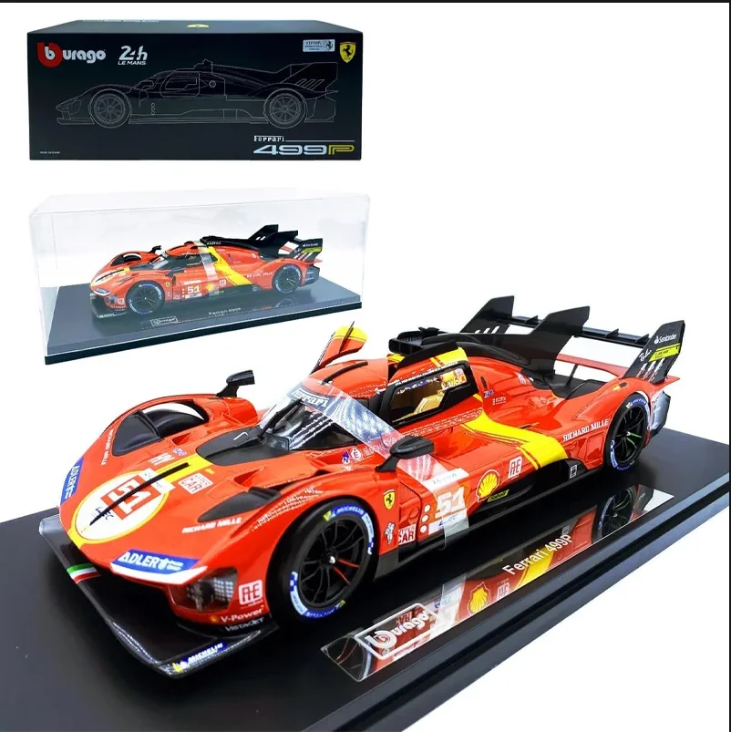 

New Product Bburago Rare Limited Edition Acrylic Box Black Packing 1:18 Ferrari 499p 51 Le Mans Rally Diecast Model Kid Toy Gift