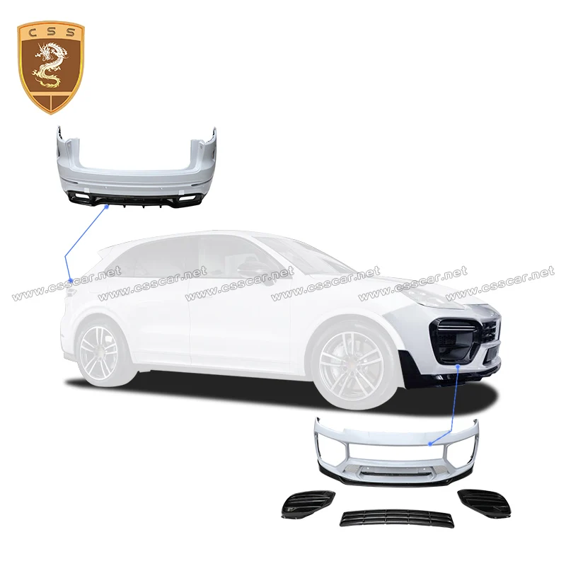 MTR Style Dry Carbon Fiber Front Bumper with Center Mesh Grill For Porsche 9Y0 Cayenne 2018 - 2023 Wide Rear Surrouding Parts